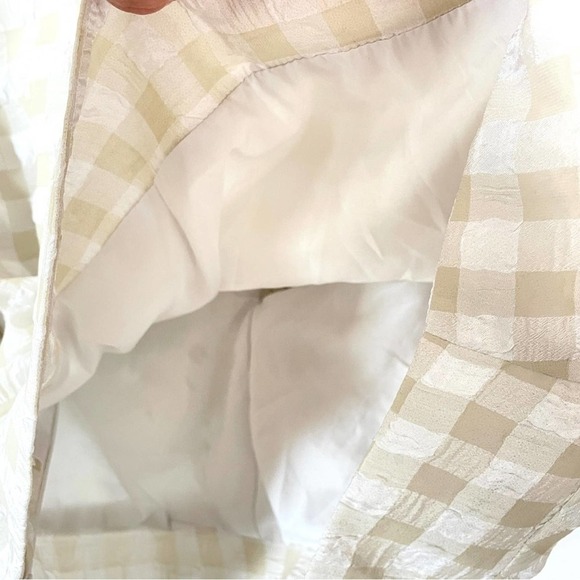 Walter Baker Gingham Seersucker Puff Sleeve Crop Top Front Tie Blouse XL - Picture 6 of 8